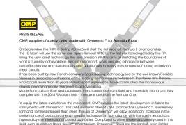 OMP, supplier of safety belts made with Dyneema® for Formula E car.